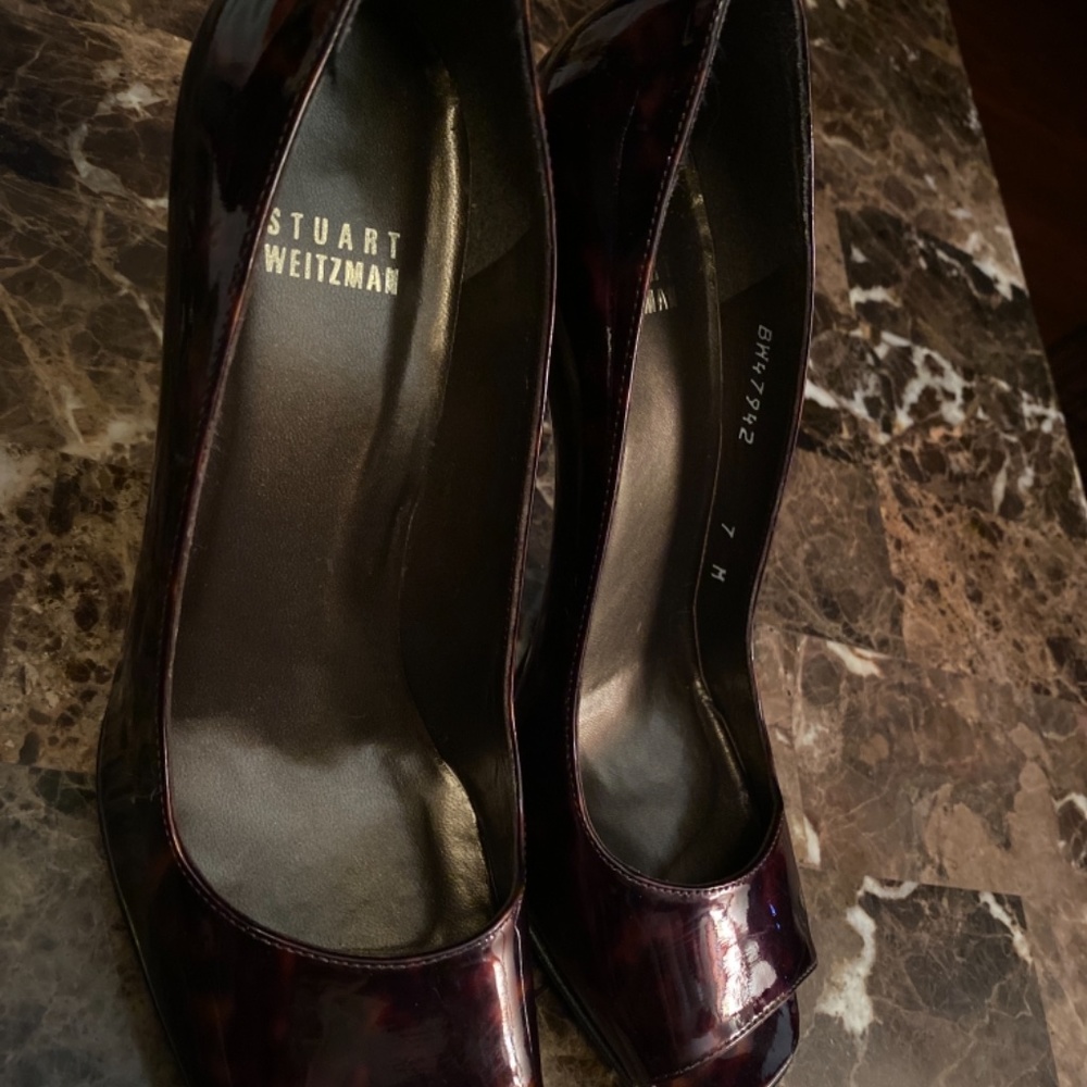 Stuart Weitzman Peep Toe Tortoise Shell Heels . - image 3